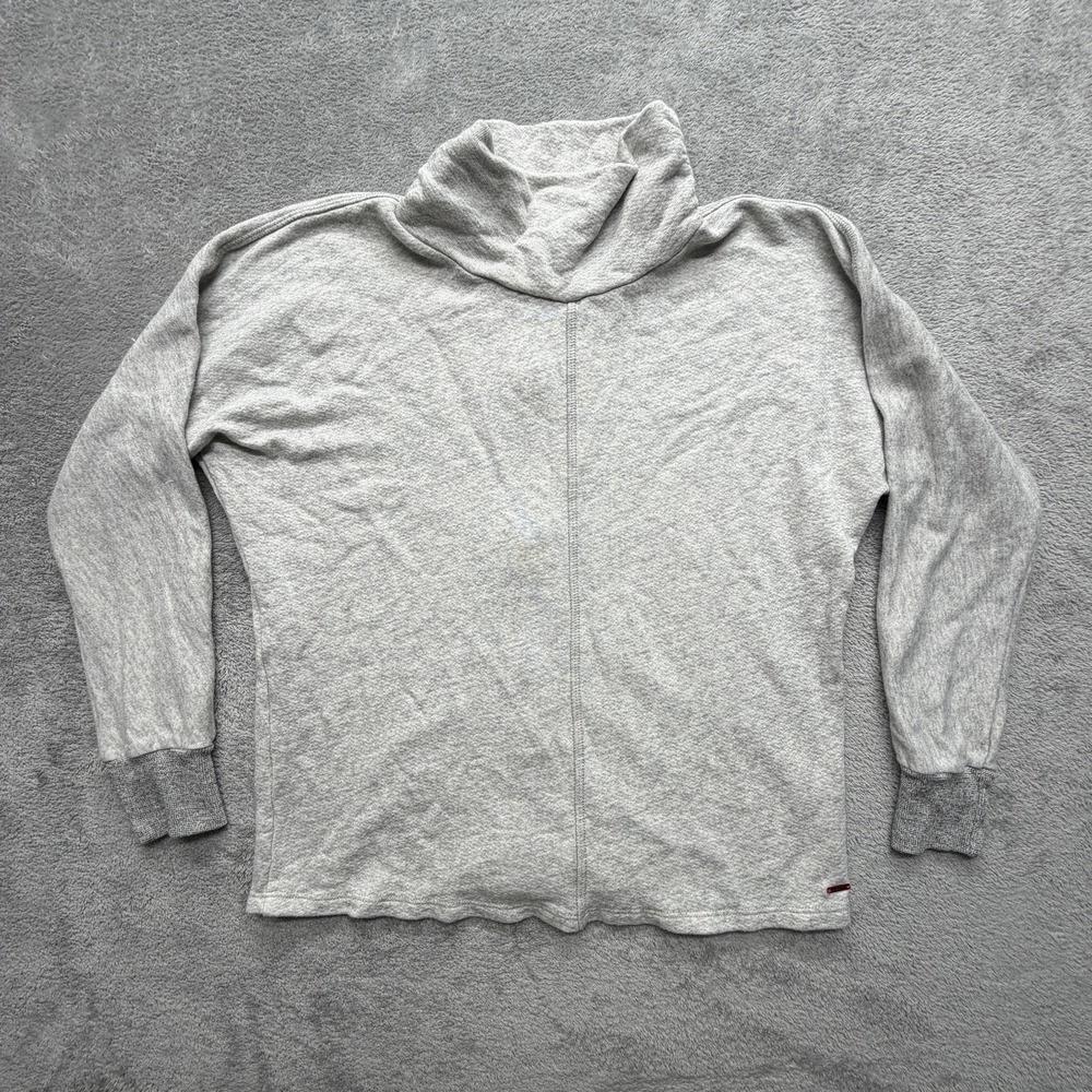 PHILANTHROPY Sweatshirt Womens Small Gray Cowl Neck Back Full‎ Zip Made USA